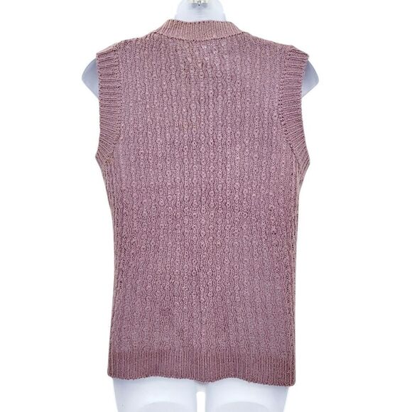 2/$20 Vintage Knitted Purple Buttons Down Vest Sweater Size: M - Picture 6 of 7